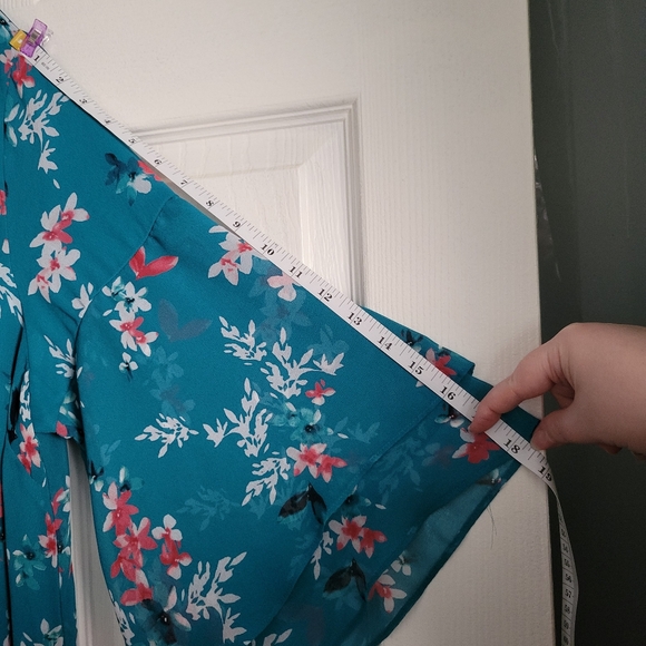 LANE BRYANT Floral Ruffle 3/4 Sleeve Blouse - Picture 5 of 10